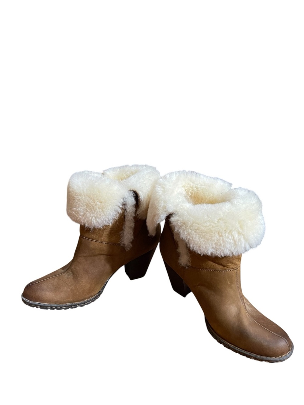 Born Donna Brown Leather Shearling Boots Genuine Sheepskin Lined Women’s 8 - Picture 6 of 13
